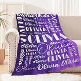 Aperturee - Gradation Purple White Text Customized Name Blanket